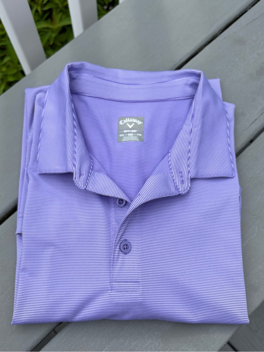 Callaway Opti-Dry Golf Polo Men’s XXL Lavender/white stripes